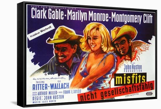 The Misfits, German Movie Poster, 1961-null-Framed Stretched Canvas