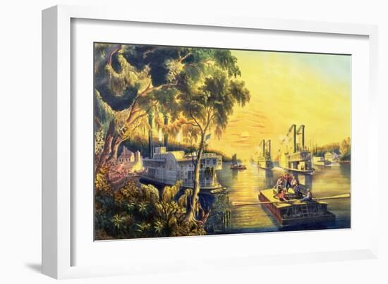 The Mississippi in the Time of Peace, Pub. by Currier and Ives, New York, 1865-Frances Flora Bond Palmer-Framed Giclee Print