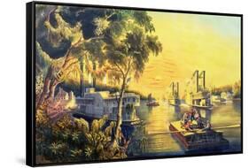 The Mississippi in the Time of Peace, Pub. by Currier and Ives, New York, 1865-Frances Flora Bond Palmer-Framed Stretched Canvas