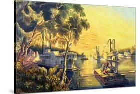 The Mississippi in the Time of Peace, Pub. by Currier and Ives, New York, 1865-Frances Flora Bond Palmer-Stretched Canvas