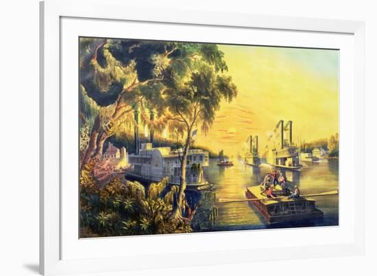 The Mississippi in the Time of Peace, Pub. by Currier and Ives, New York, 1865-Frances Flora Bond Palmer-Framed Giclee Print