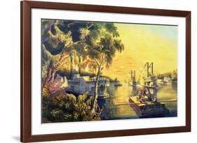 The Mississippi in the Time of Peace, Pub. by Currier and Ives, New York, 1865-Frances Flora Bond Palmer-Framed Giclee Print