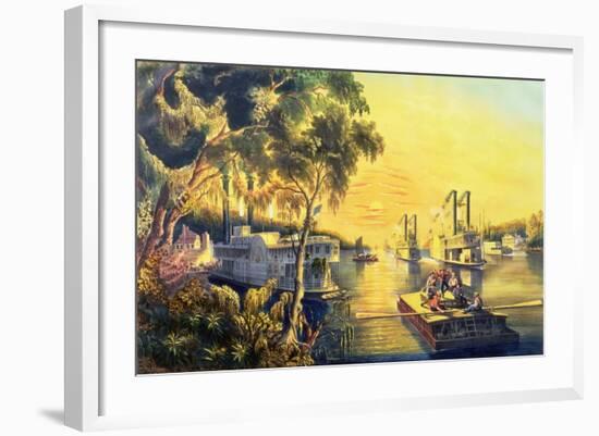 The Mississippi in the Time of Peace, Pub. by Currier and Ives, New York, 1865-Frances Flora Bond Palmer-Framed Giclee Print