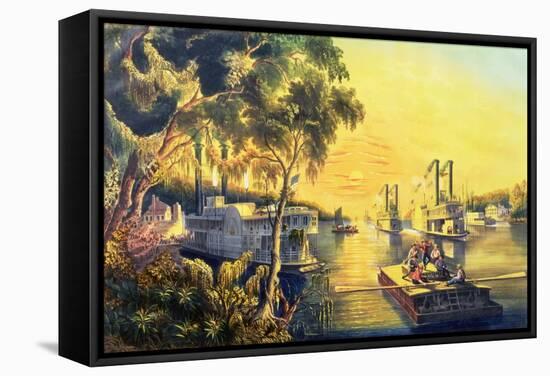 The Mississippi in the Time of Peace, Pub. by Currier and Ives, New York, 1865-Frances Flora Bond Palmer-Framed Stretched Canvas