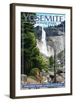 The Mist Trail - Yosemite National Park, California-Lantern Press-Framed Art Print