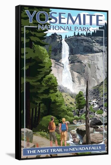 The Mist Trail - Yosemite National Park, California-Lantern Press-Framed Stretched Canvas