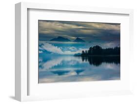 The misty mountains and calm waters of the Tongass National Forest, Southeast Alaska, USA-Mark A Johnson-Framed Photographic Print