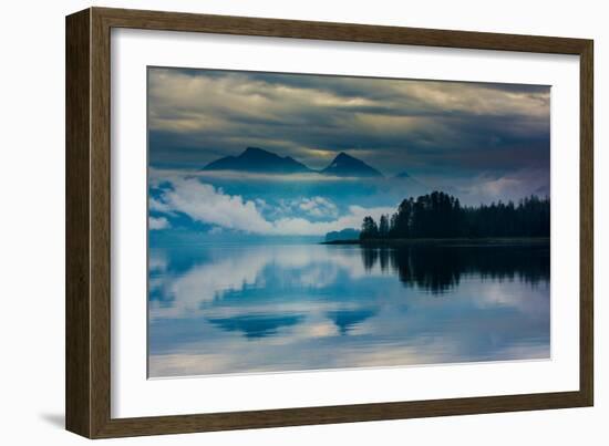 The misty mountains and calm waters of the Tongass National Forest, Southeast Alaska, USA-Mark A Johnson-Framed Photographic Print