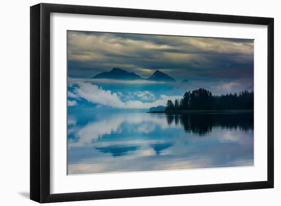 The misty mountains and calm waters of the Tongass National Forest, Southeast Alaska, USA-Mark A Johnson-Framed Photographic Print