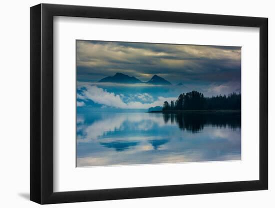 The misty mountains and calm waters of the Tongass National Forest, Southeast Alaska, USA-Mark A Johnson-Framed Premium Photographic Print