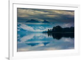 The misty mountains and calm waters of the Tongass National Forest, Southeast Alaska, USA-Mark A Johnson-Framed Photographic Print