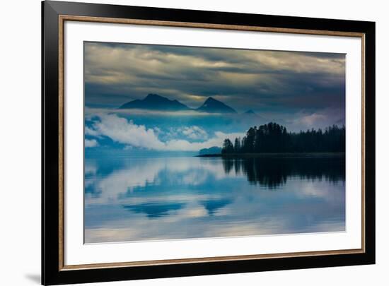 The misty mountains and calm waters of the Tongass National Forest, Southeast Alaska, USA-Mark A Johnson-Framed Photographic Print