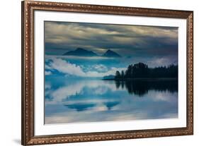 The misty mountains and calm waters of the Tongass National Forest, Southeast Alaska, USA-Mark A Johnson-Framed Photographic Print