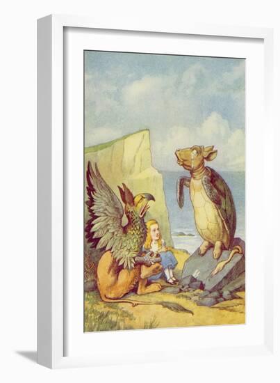 The Mock Turtle and the Gryphon, Illustration from Alice in Wonderland by Lewis Carroll-John Tenniel-Framed Giclee Print