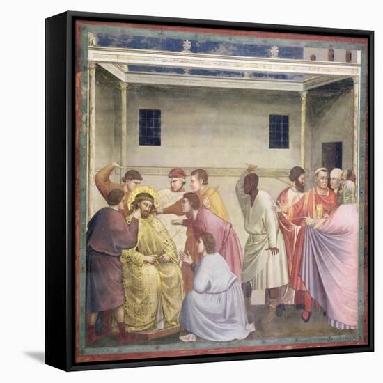 The Mocking of Christ, circa 1305-Giotto di Bondone-Framed Stretched Canvas