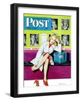 "The Model," Saturday Evening Post Cover, April 17, 1943-Al Moore-Framed Giclee Print