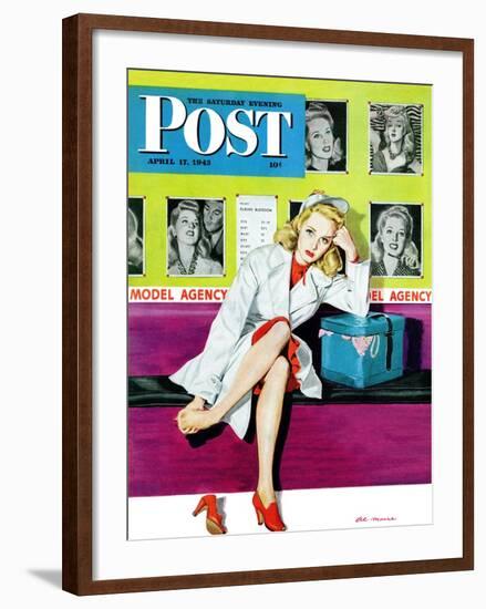 "The Model," Saturday Evening Post Cover, April 17, 1943-Al Moore-Framed Giclee Print