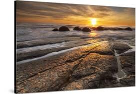 The Moeraki Boulders at sunrise, Moeraki Beach, Otago, South Island, New Zealand-Ed Rhodes-Stretched Canvas