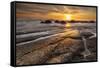 The Moeraki Boulders at sunrise, Moeraki Beach, Otago, South Island, New Zealand-Ed Rhodes-Framed Stretched Canvas