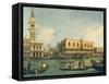 The Molo from Bacino Di San Marco on Ascension Day-Giovanni Antonio Canal-Framed Stretched Canvas