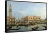 The Molo from the Basin of San Marco, Venice by Canaletto-null-Framed Stretched Canvas