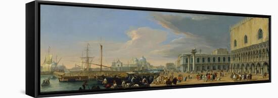 The Molo, Venice, Looking West, c.1709-Luca Carlevaris-Framed Stretched Canvas