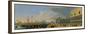 The Molo, Venice, Looking West, c.1709-Luca Carlevaris-Framed Premium Giclee Print