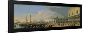 The Molo, Venice, Looking West, c.1709-Luca Carlevaris-Framed Giclee Print