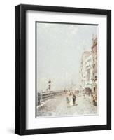 The Molo, Venice, Looking West with Figures Promenading-Franz Richard Unterberger-Framed Giclee Print