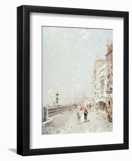 The Molo, Venice, Looking West with Figures Promenading-Franz Richard Unterberger-Framed Giclee Print