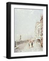 The Molo, Venice, Looking West with Figures Promenading-Franz Richard Unterberger-Framed Giclee Print