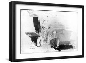 The Moment a Torpedo from German Submarine U-20 Hit the RMS Lusitania, 7 May 1915-Oliver Bernard-Framed Premium Giclee Print