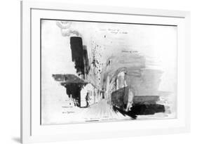 The Moment a Torpedo from German Submarine U-20 Hit the RMS Lusitania, 7 May 1915-Oliver Bernard-Framed Giclee Print