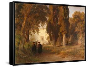 The Monastery Garden, after 1857-Oswald Achenbach-Framed Stretched Canvas