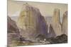 The Monastery of Meteora (Watercolour and Bodycolour on Grey-Blue Laid Paper)-Edward Lear-Mounted Giclee Print