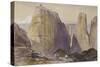 The Monastery of Meteora (Watercolour and Bodycolour on Grey-Blue Laid Paper)-Edward Lear-Stretched Canvas