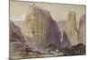 The Monastery of Meteora (Watercolour and Bodycolour on Grey-Blue Laid Paper)-Edward Lear-Mounted Giclee Print