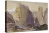 The Monastery of Meteora (Watercolour and Bodycolour on Grey-Blue Laid Paper)-Edward Lear-Stretched Canvas