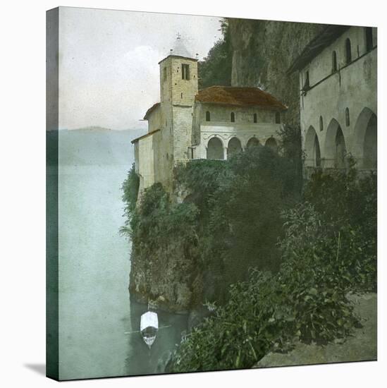 The Monastery of Santa Catarina Del Sasso on the Edge of Lago Maggiore-Leon, Levy et Fils-Stretched Canvas