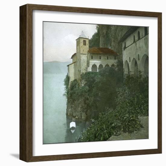 The Monastery of Santa Catarina Del Sasso on the Edge of Lago Maggiore-Leon, Levy et Fils-Framed Photographic Print