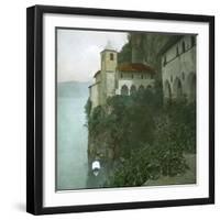 The Monastery of Santa Catarina Del Sasso on the Edge of Lago Maggiore-Leon, Levy et Fils-Framed Photographic Print