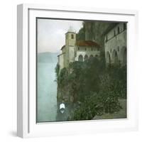 The Monastery of Santa Catarina Del Sasso on the Edge of Lago Maggiore-Leon, Levy et Fils-Framed Photographic Print