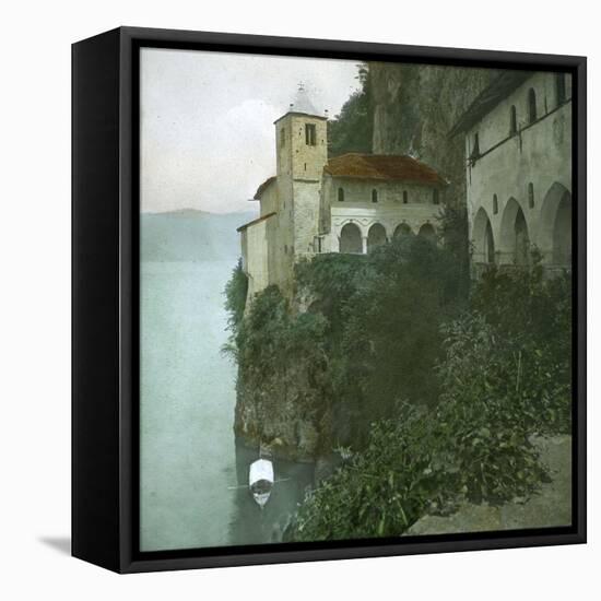 The Monastery of Santa Catarina Del Sasso on the Edge of Lago Maggiore-Leon, Levy et Fils-Framed Stretched Canvas