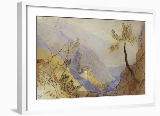 The Monastery of St. Dionysius, Mount Athos-Edward Lear-Framed Giclee Print