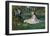 The Monet Family in Their Garden at Argenteuil, 1874-Edouard Manet-Framed Giclee Print