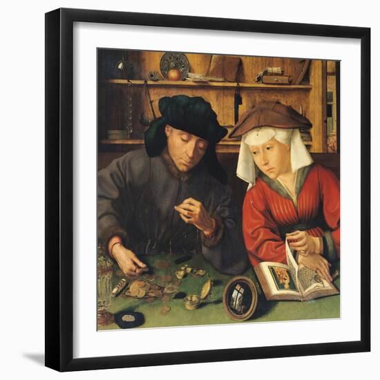 The Money Lender and His Wife, 1514-Quentin Metsys-Framed Giclee Print