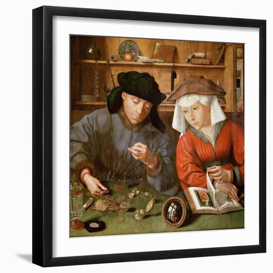 The Moneylender and His Wife-Quentin Massys-Framed Premium Giclee Print