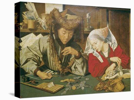 The Moneylender and His Wife-Marinus Van Reymerswaele-Stretched Canvas