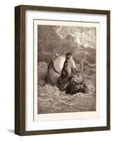 The Monkey and the Dolphin-Gustave Dore-Framed Giclee Print