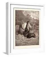 The Monkey and the Dolphin-Gustave Dore-Framed Giclee Print